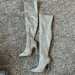 Glitter thigh high boots